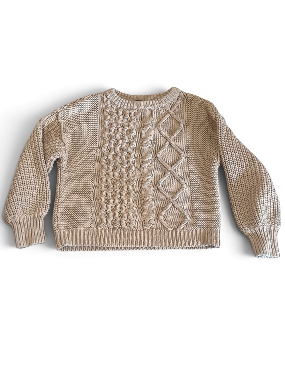 Free People Chunky Cable Knit Sweater XS Beige Boho Cottagecore Cozy Fall Winter